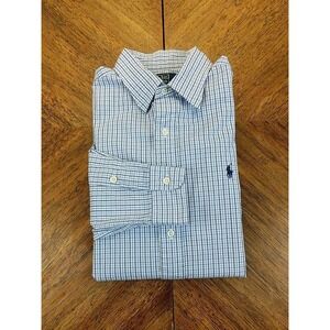 Polo Ralph Lauren Men's Shirt Medium Plaid Button Down Lowell Sport‎ Cotton Blue